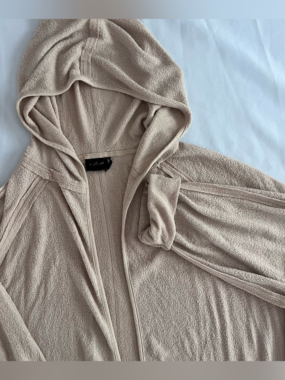 Urban Outfitters- Out From Under Cozy Hooded Terry Knit Cardigan - Beige